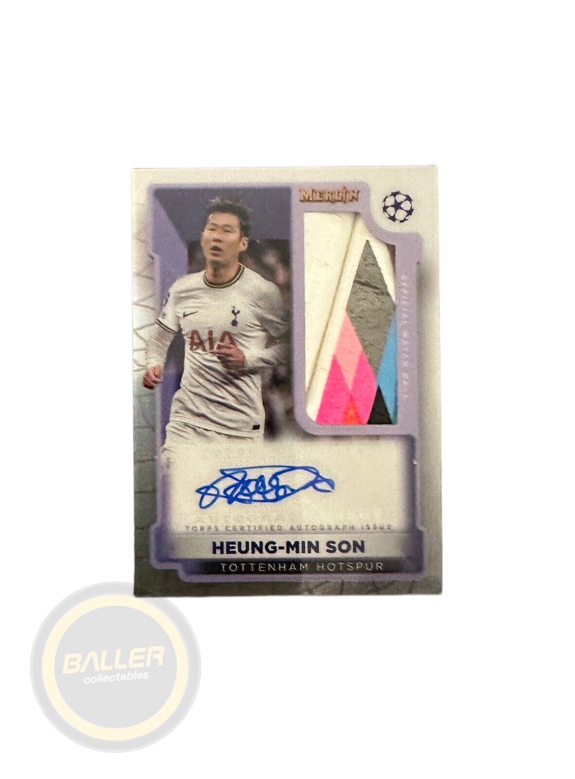 202223 Topps Merlin Soccer Match Ball Autograph HEUNGMIN SON Coloured Patch - Baller Collectables