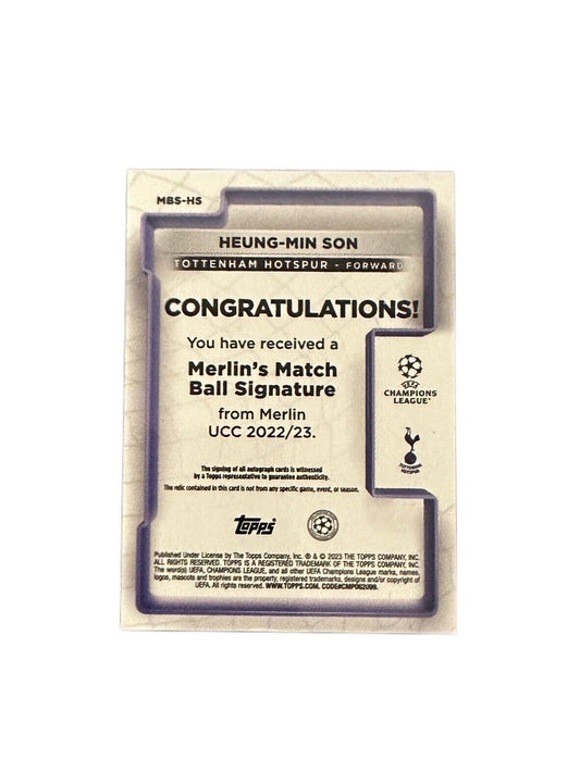 202223 Topps Merlin Soccer Match Ball Autograph HEUNGMIN SON Coloured Patch - Baller Collectables