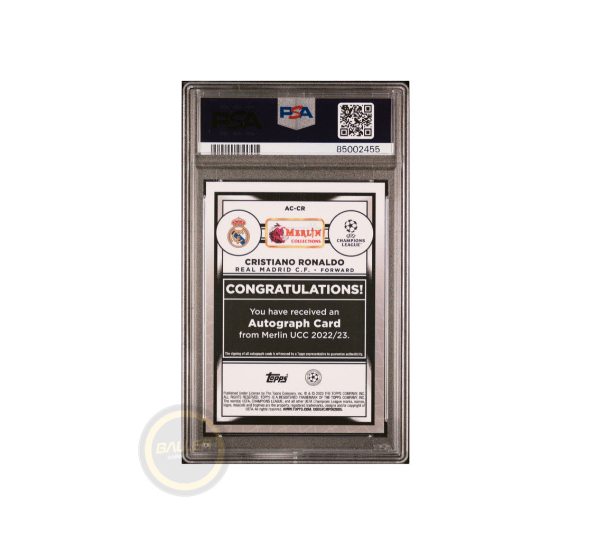 2022-23 Topps Merlin Soccer Autograph Gold CHRISTIANO RONALDO /50 PSA 9 POP 1 - Baller Collectables