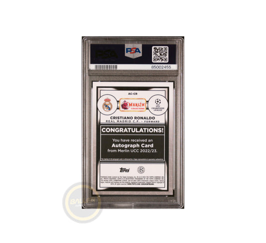 2022-23 Topps Merlin Soccer Autograph Gold CHRISTIANO RONALDO /50 PSA 9 POP 1 - Baller Collectables