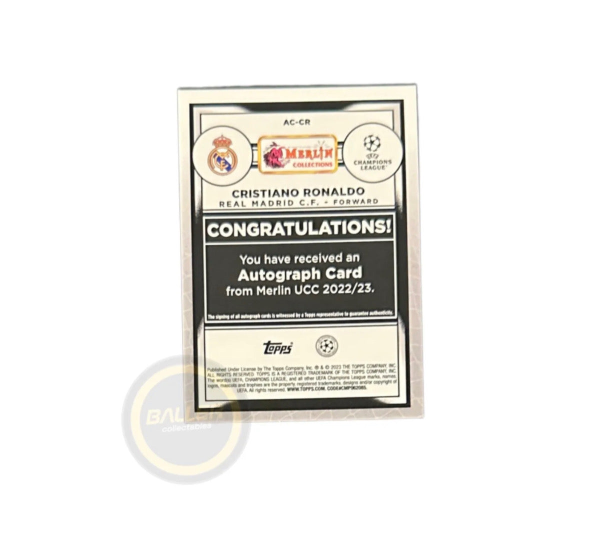 2022-23 Topps Merlin Soccer Autograph Gold CHRISTIANO RONALDO /50 PSA 9 POP 1 - Baller Collectables