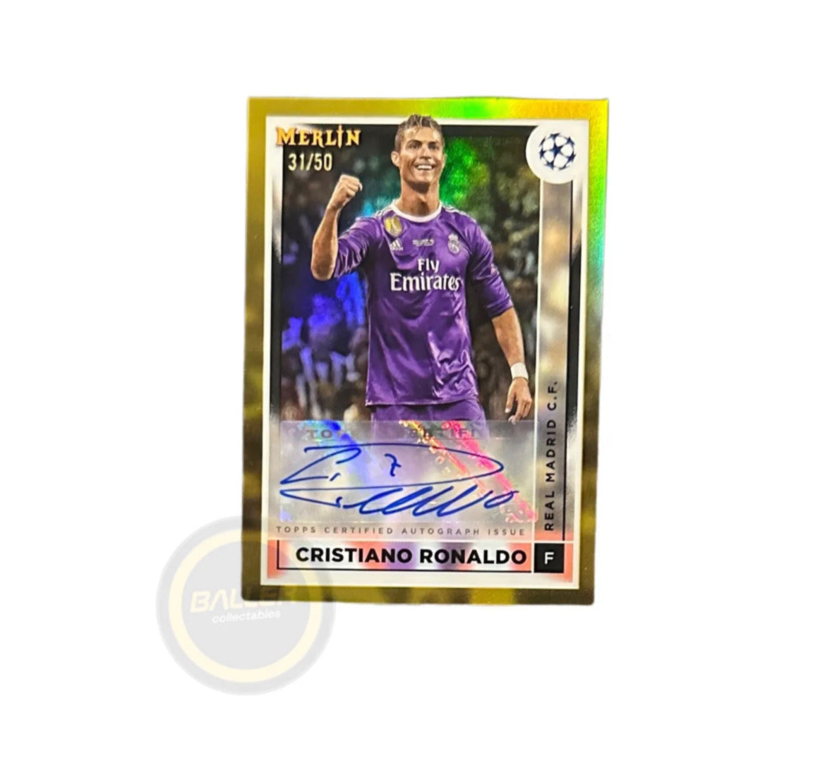 2022-23 Topps Merlin Soccer Autograph Gold CHRISTIANO RONALDO /50 PSA 9 POP 1 - Baller Collectables